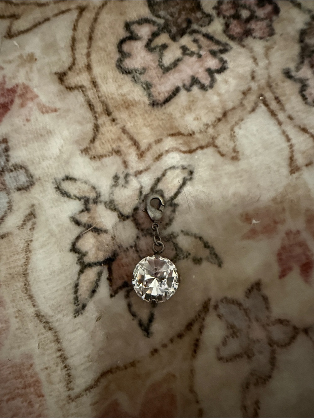 Crystal Charm Pendant charm - Clear Silver-Tone Accent